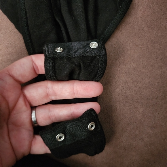 Heart & Hips Black Long Sleeve Bodysuit Lace Up Tie Women's Small S Snap Closure - Picture 6 of 9